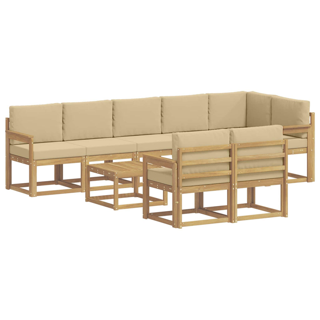 vidaXL Zestaw sof na zewnątrz 9 pcs Biały i Beżowy Poliester