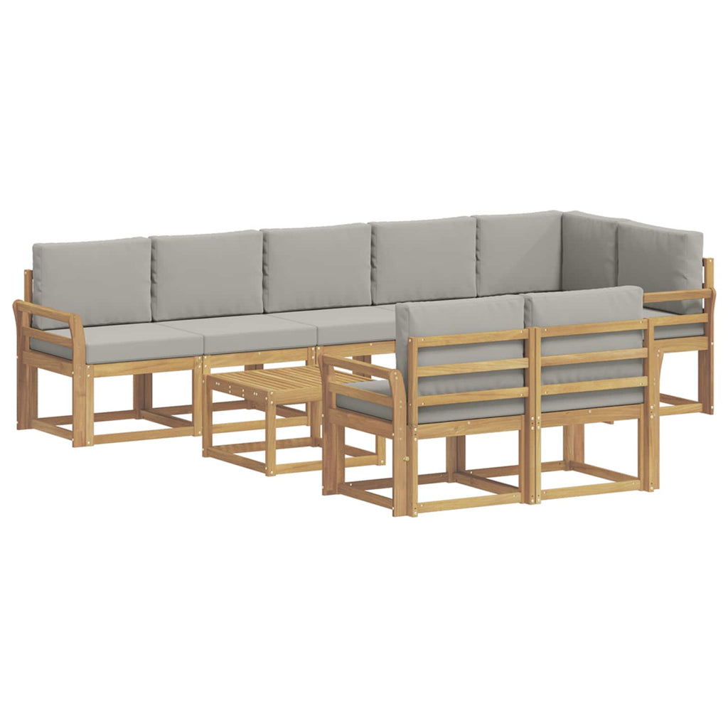 vidaXL Zestaw sof na zewnątrz z poduszką 9 pcs Biały i jasnoszary
