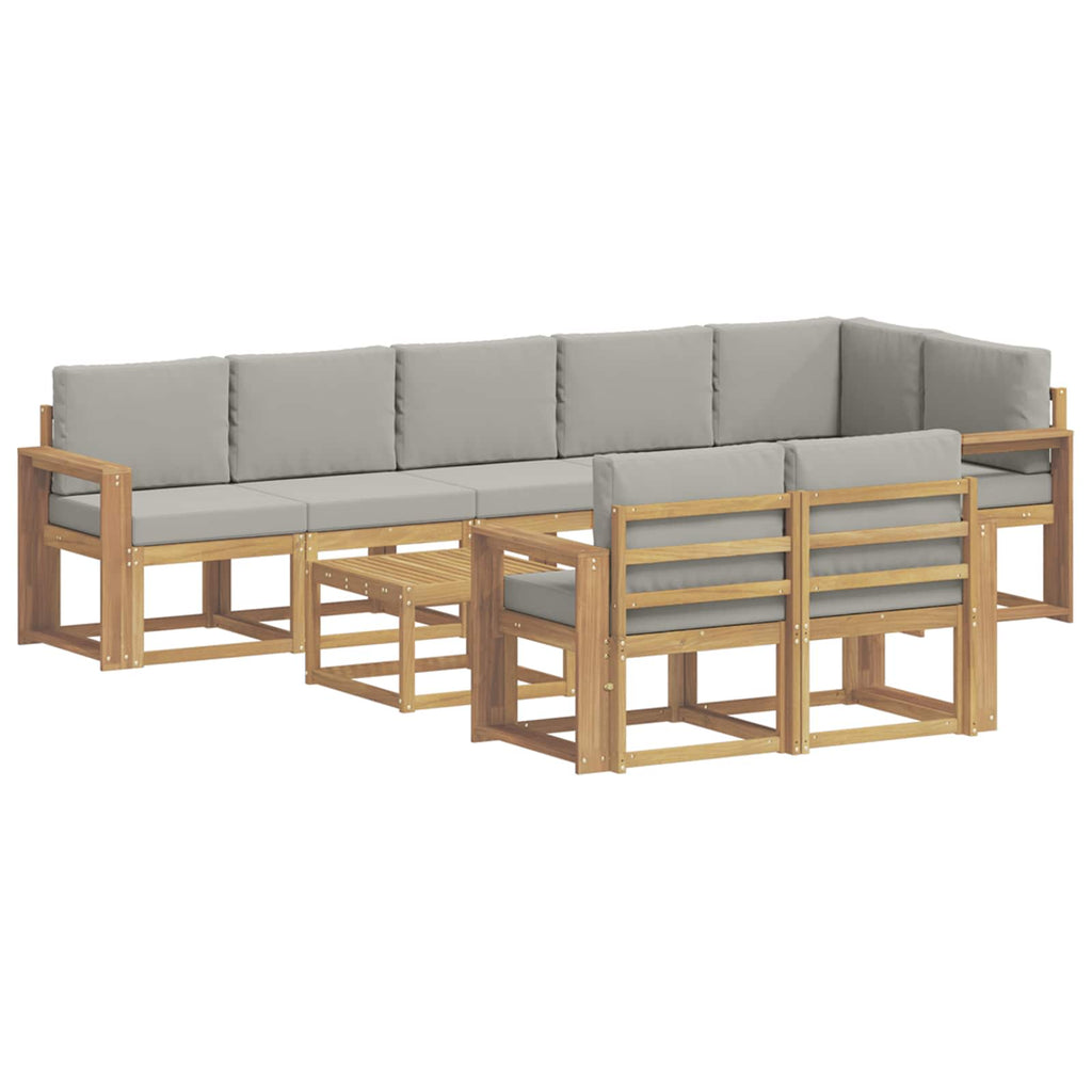 vidaXL Zestaw sof na zewnątrz z poduszką 9 pcs Biały i jasnoszary