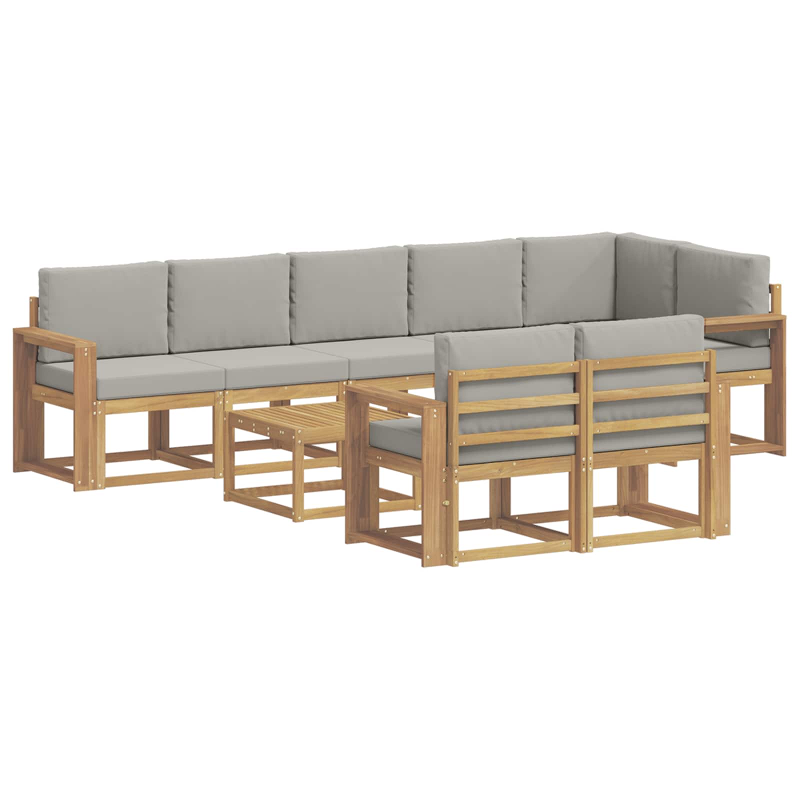 vidaXL Zestaw sof na zewnątrz z poduszką 9 pcs Biały i jasnoszary