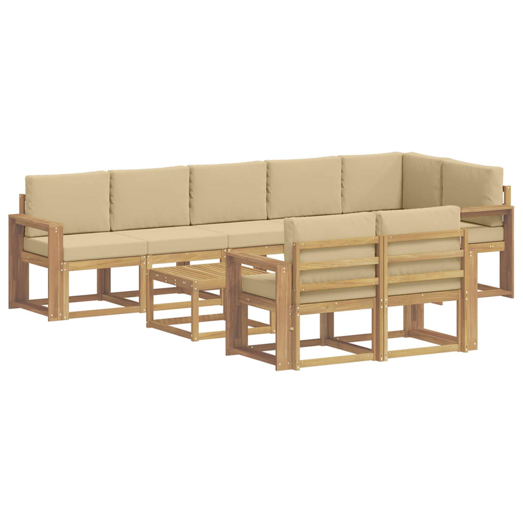 vidaXL Zestaw sof na zewnątrz 9 pcs Biały i Beżowy Poliester