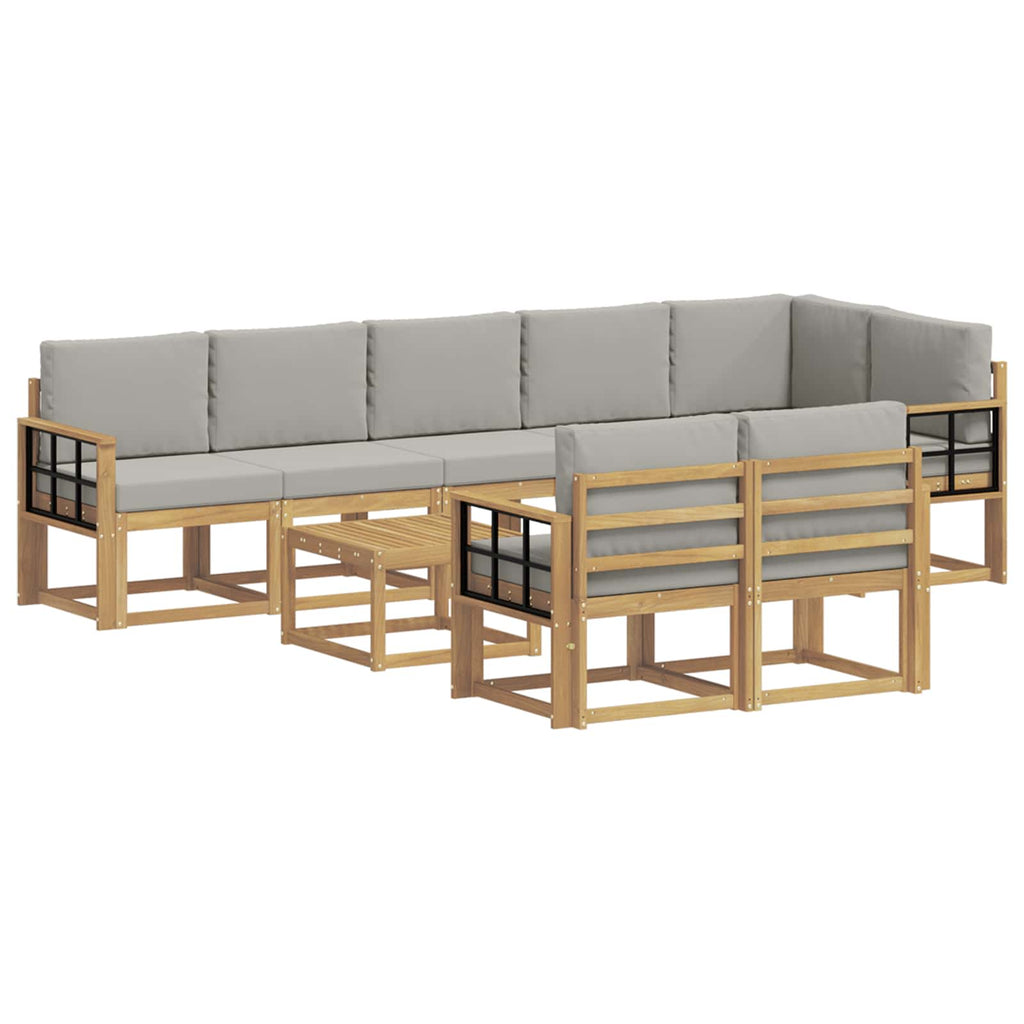 vidaXL Zestaw sof na zewnątrz z poduszką 9 pcs Biały i jasnoszary