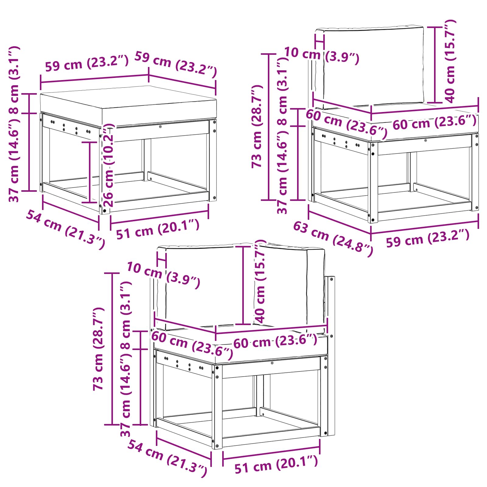 vidaXL Zestaw sof na zewnątrz 6 pcs Biały i jasnoszary
