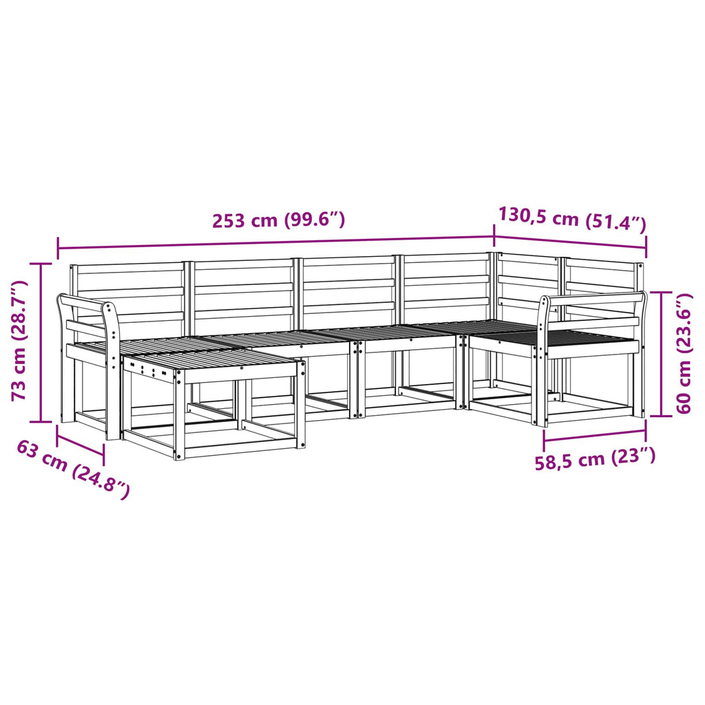 vidaXL Zestaw sof na zewnątrz 6 pcs Biały Lite Drewno Akacji