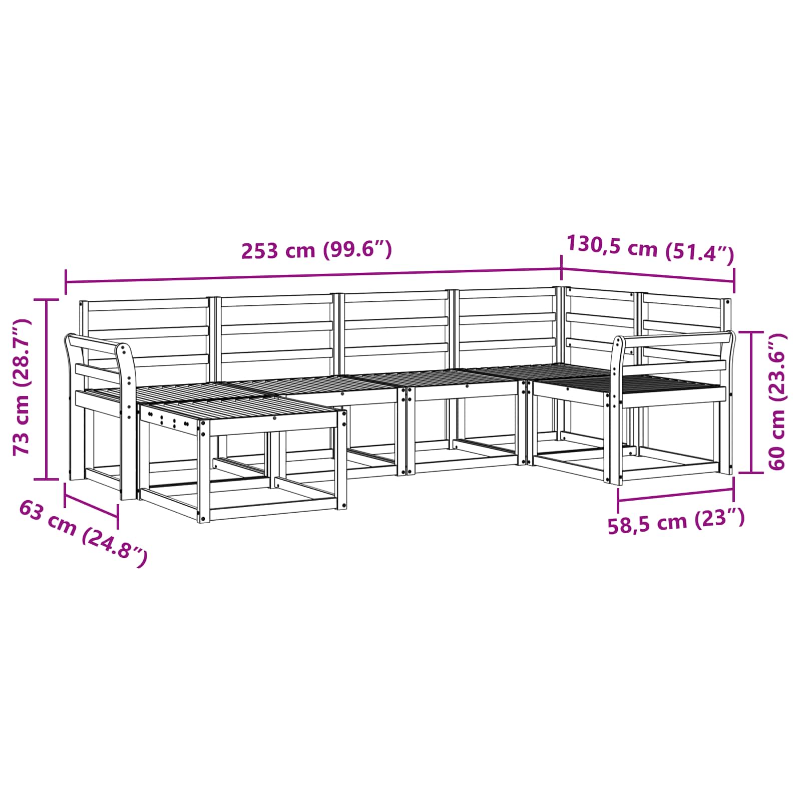 vidaXL Zestaw sof na zewnątrz 6 pcs Biały Lite Drewno Akacji