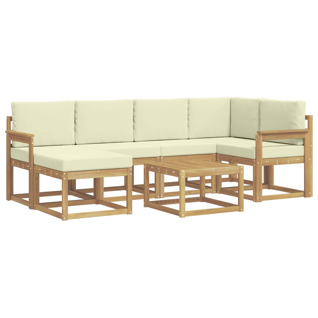 vidaXL Zestaw sof na zewnątrz 7 pcs Biały i kremowy Lite Drewno Akacji