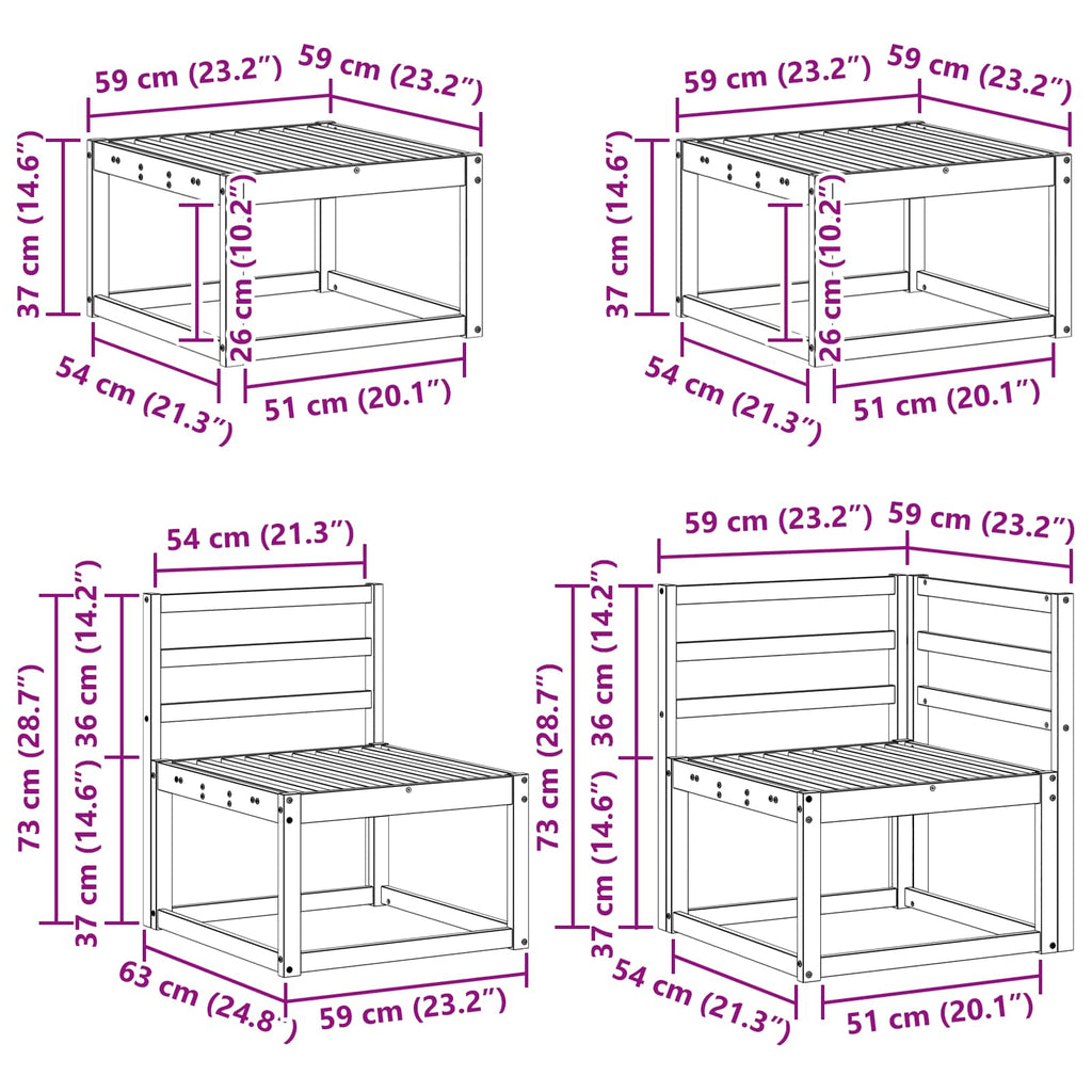 vidaXL Zestaw sof na zewnątrz 7 pcs Biały Lite Drewno Akacji