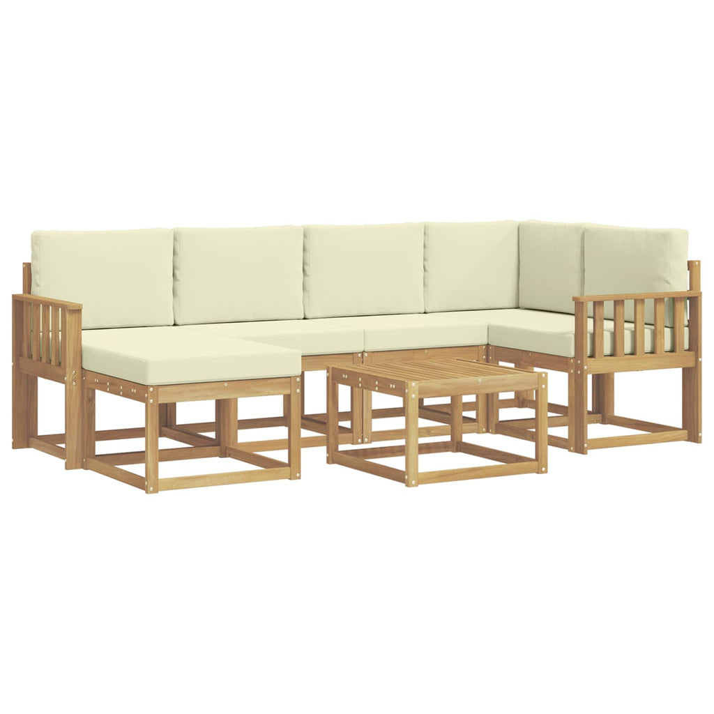 vidaXL Zestaw sof na zewnątrz 7 pcs Biały i kremowy Lite Drewno Akacji