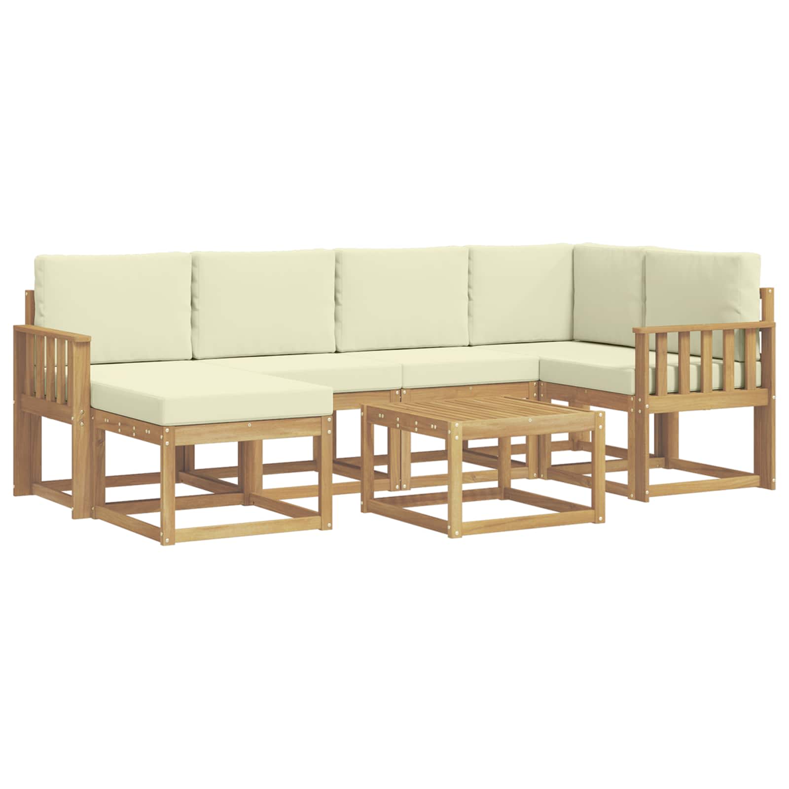 vidaXL Zestaw sof na zewnątrz 7 pcs Biały i kremowy Lite Drewno Akacji