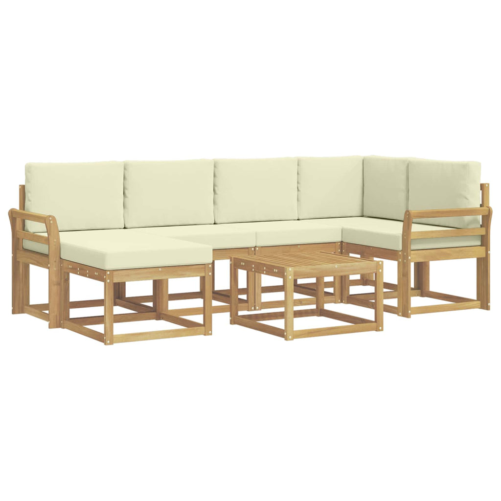 vidaXL Zestaw sof na zewnątrz 7 pcs Biały i kremowy Lite Drewno Akacji