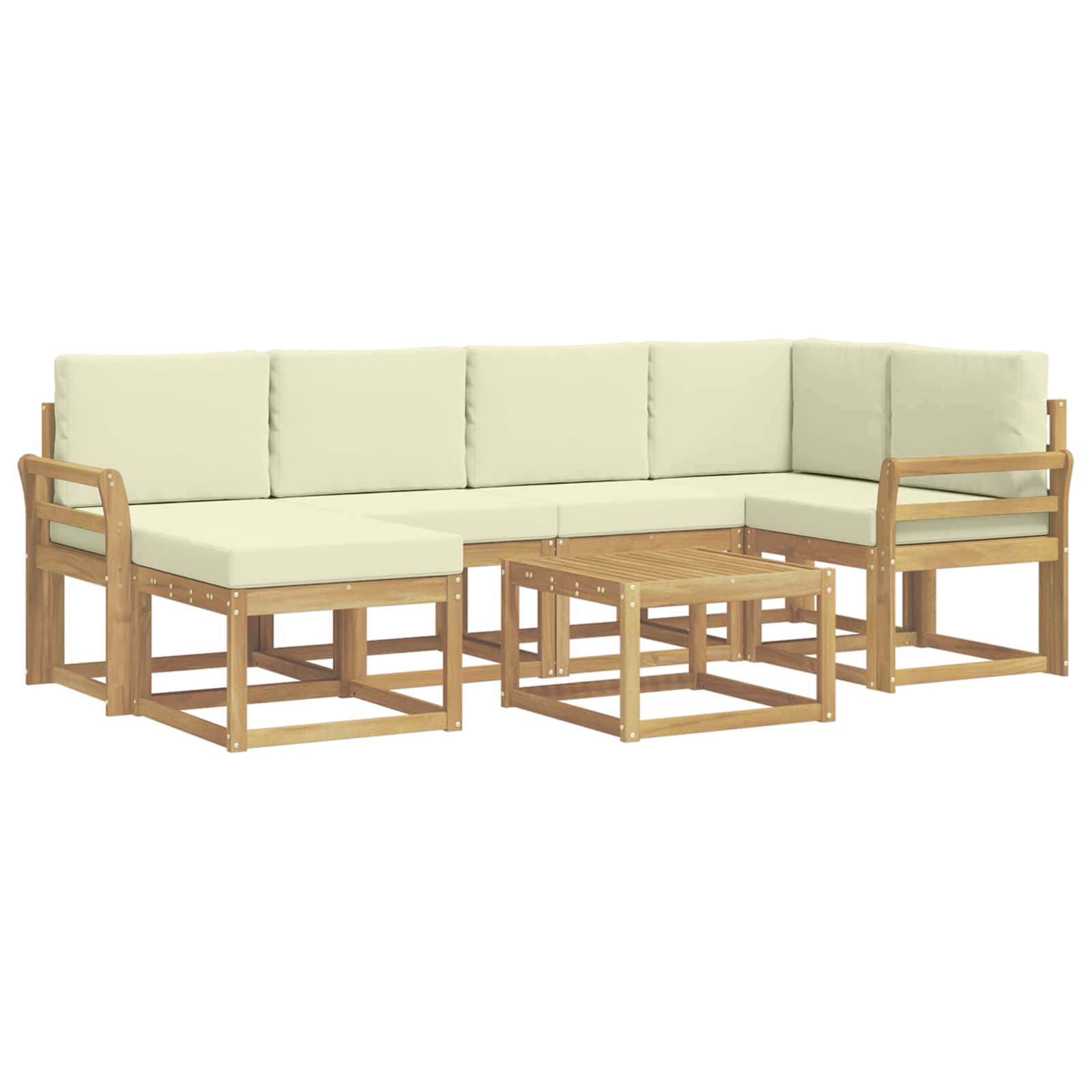 vidaXL Zestaw sof na zewnątrz 7 pcs Biały i kremowy Lite Drewno Akacji