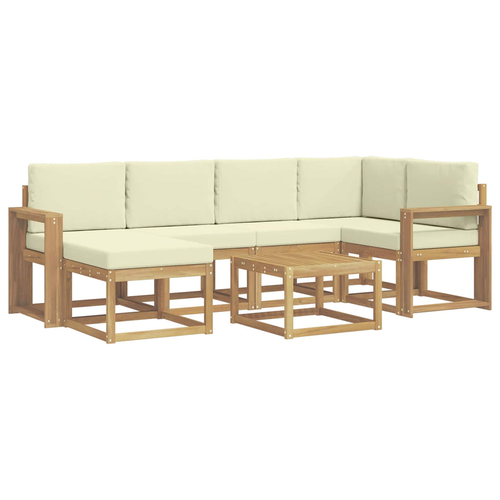 vidaXL Zestaw sof na zewnątrz 7 pcs Biały i kremowy Lite Drewno Akacji