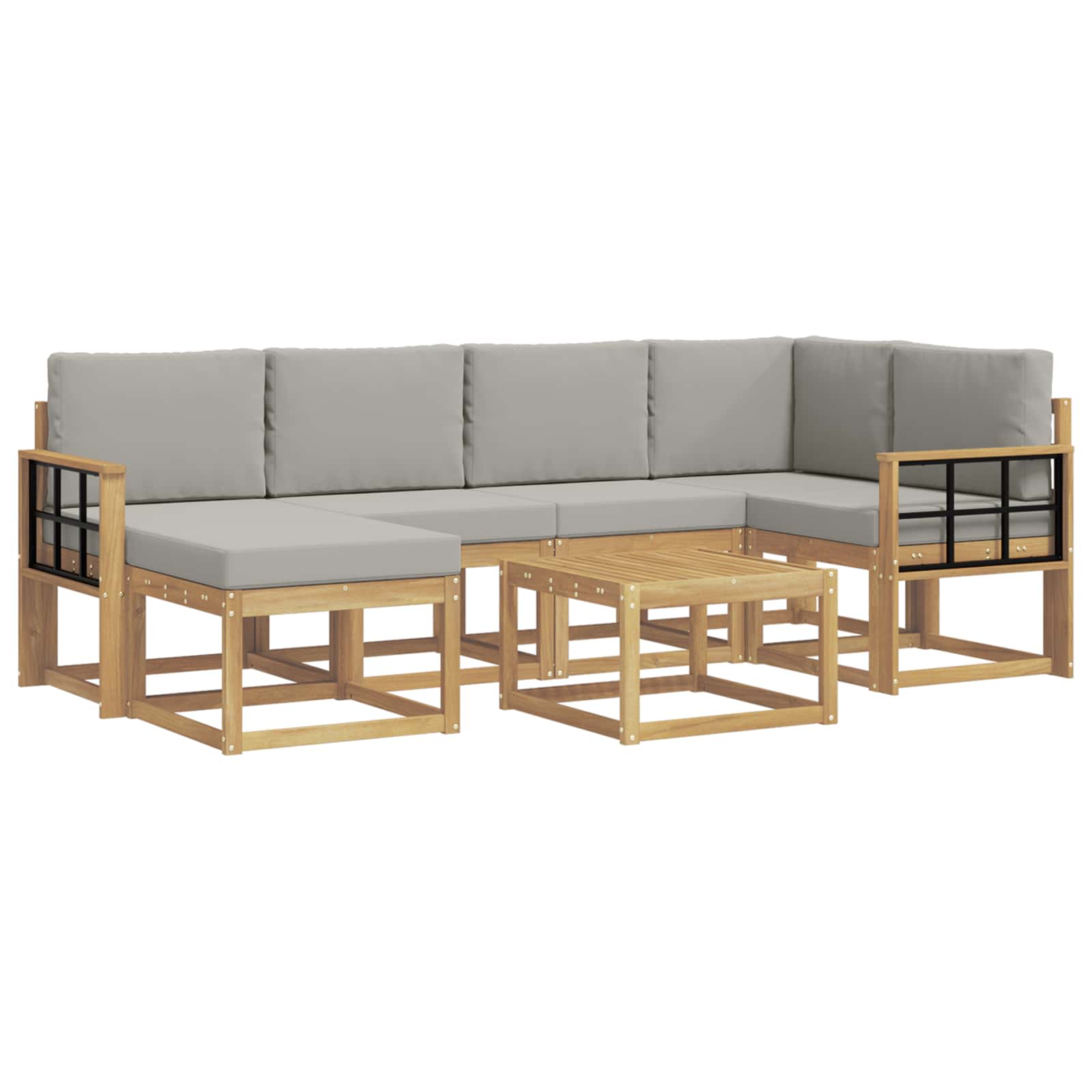 vidaXL Zestaw sof na zewnątrz z poduszką 7 pcs Biały i jasnoszary