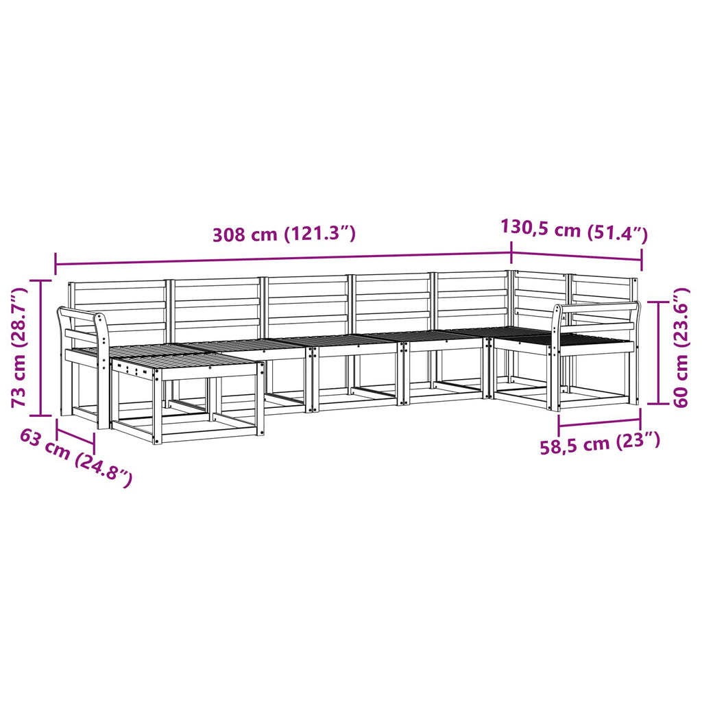 vidaXL Zestaw sof na zewnątrz 7 pcs Biały Lite Drewno Akacji