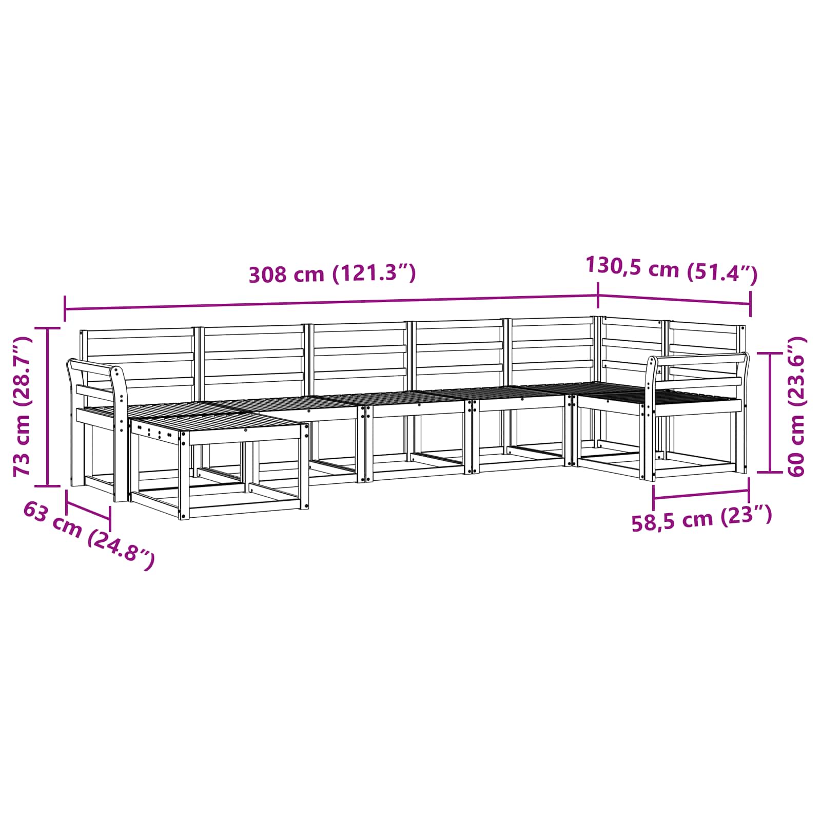 vidaXL Zestaw sof na zewnątrz 7 pcs Biały Lite Drewno Akacji