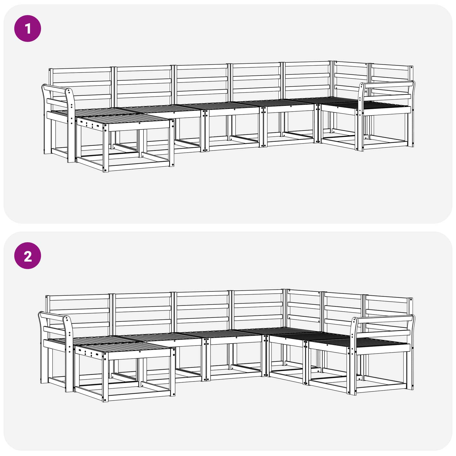 vidaXL Zestaw sof na zewnątrz 7 pcs Biały Lite Drewno Akacji