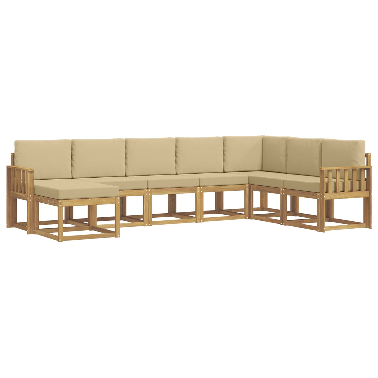 vidaXL Zestaw sof na zewnątrz z poduszką 8 pcs Biały i Beżowy