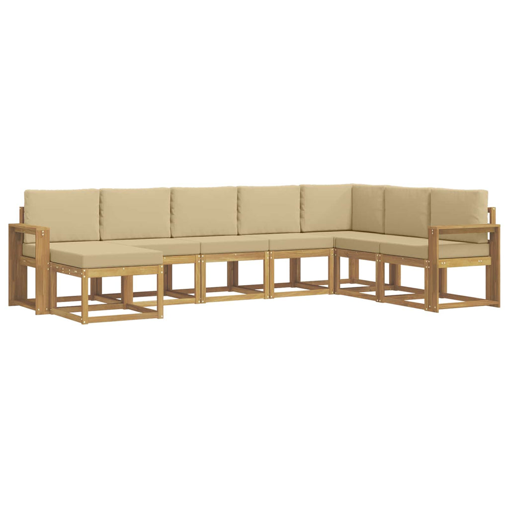 vidaXL Zestaw sof na zewnątrz z poduszką 8 pcs Biały i Beżowy