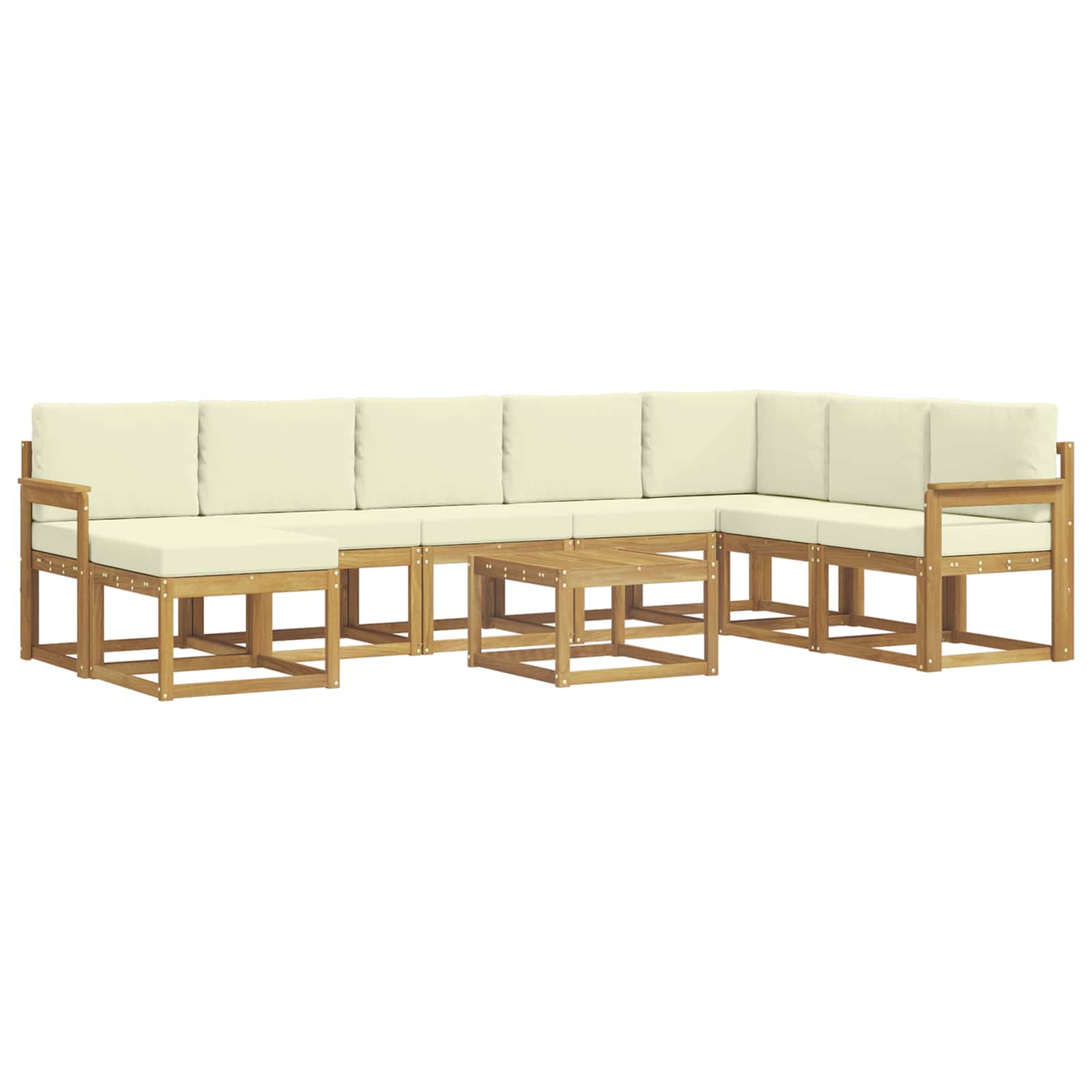 vidaXL Zestaw sof na zewnątrz z poduszką 9 pcs Biały i kremowy