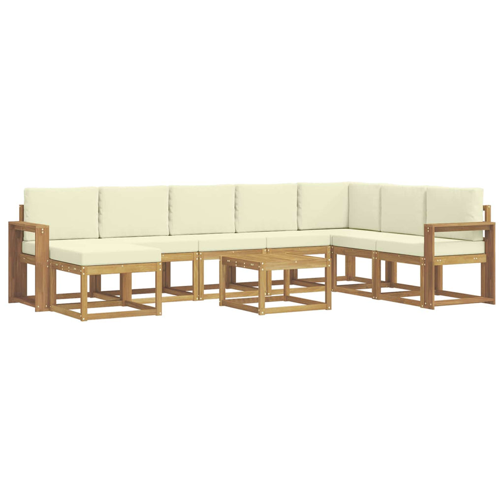 vidaXL Zestaw sof na zewnątrz z poduszką 9 pcs Biały i kremowy