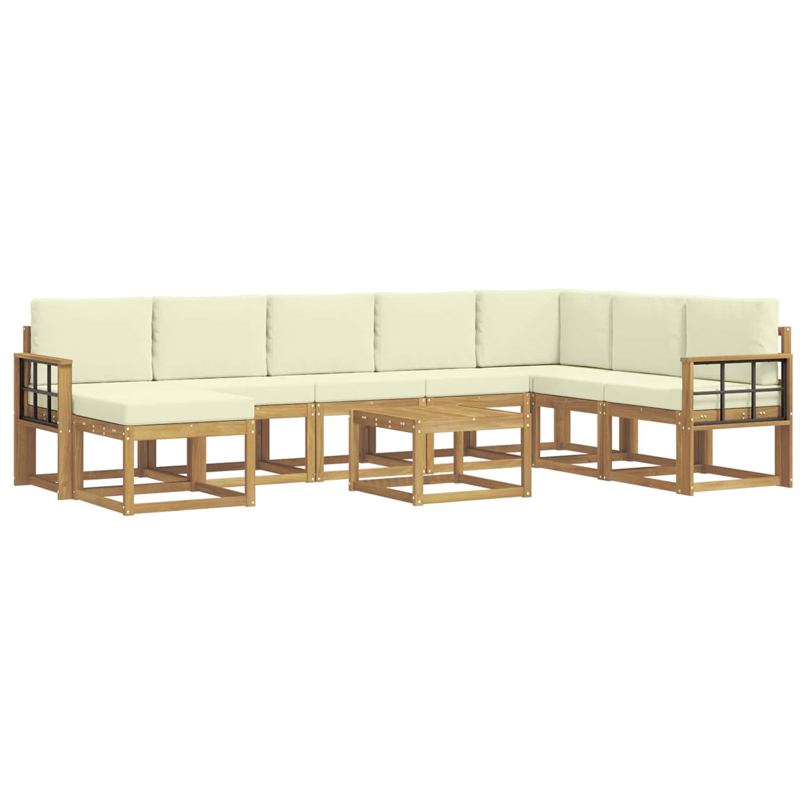 vidaXL Zestaw sof na zewnątrz z poduszką 9 pcs Biały i kremowy