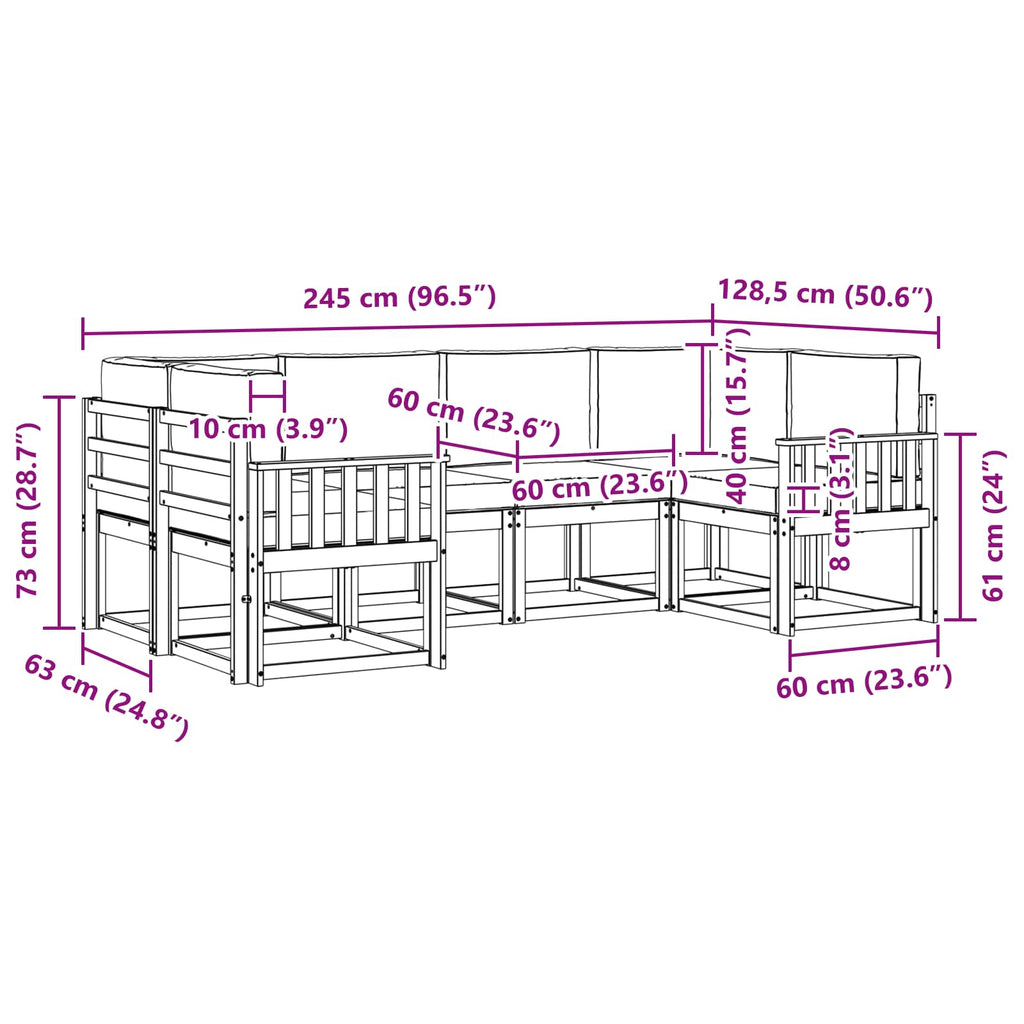 vidaXL Zestaw sof na zewnątrz z poduszką 6 pcs Biały i Beżowy