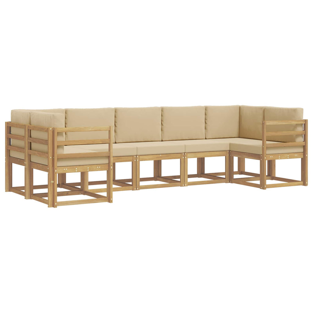 vidaXL Zestaw sof na zewnątrz z poduszką 7 pcs Biały i Beżowy