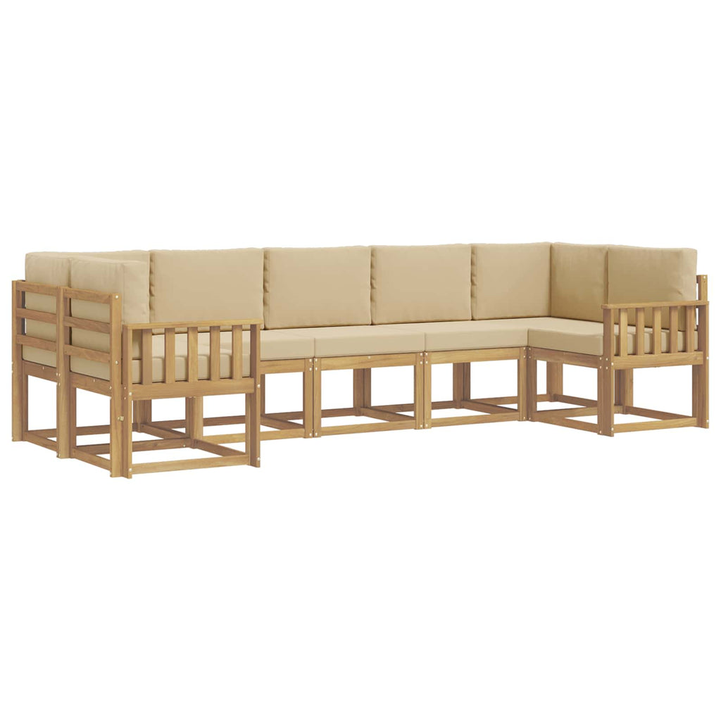 vidaXL Zestaw sof na zewnątrz z poduszką 7 pcs Biały i Beżowy