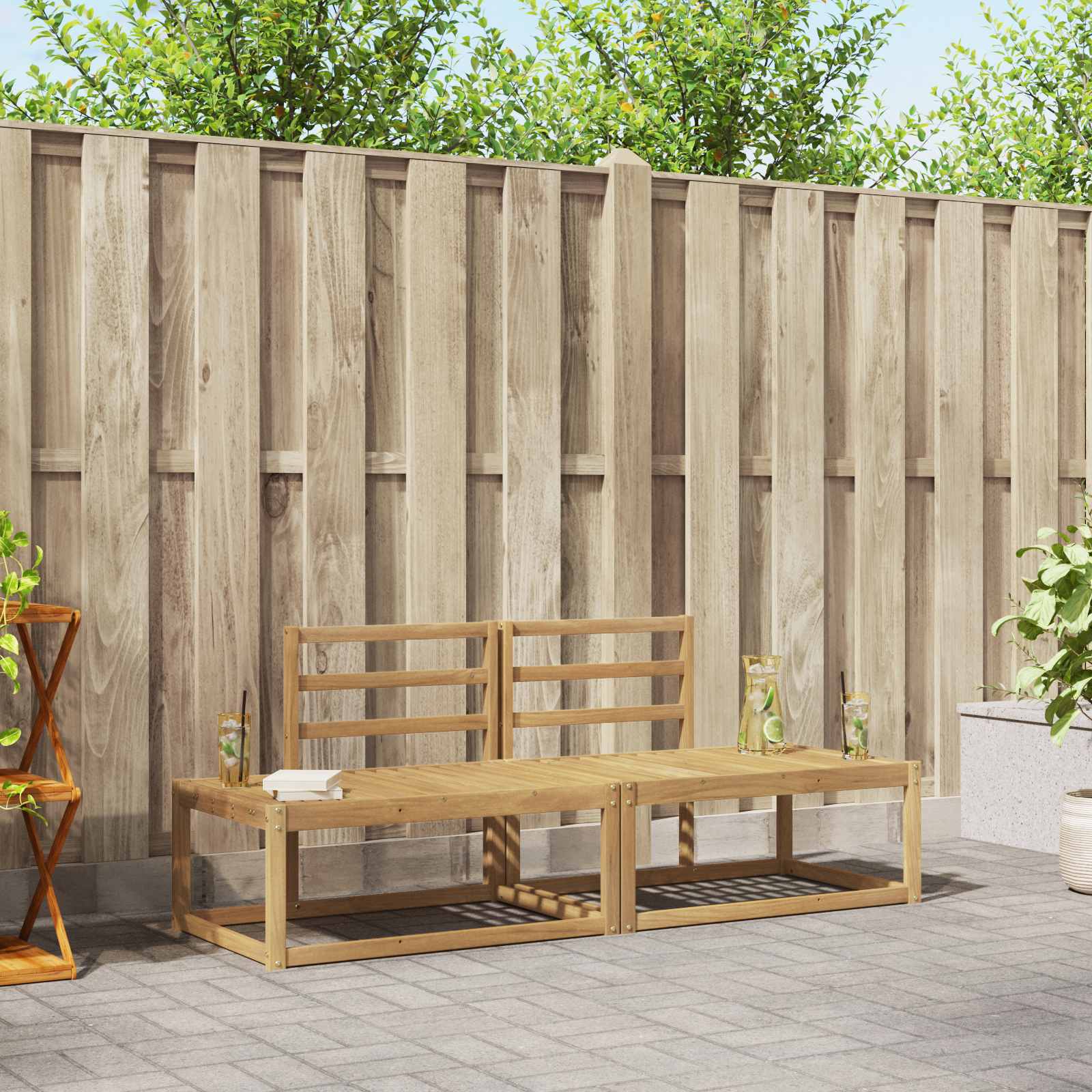 vidaXL Zestaw sof na zewnątrz 2 pcs Biały 182,5 x 63 x 73 cm