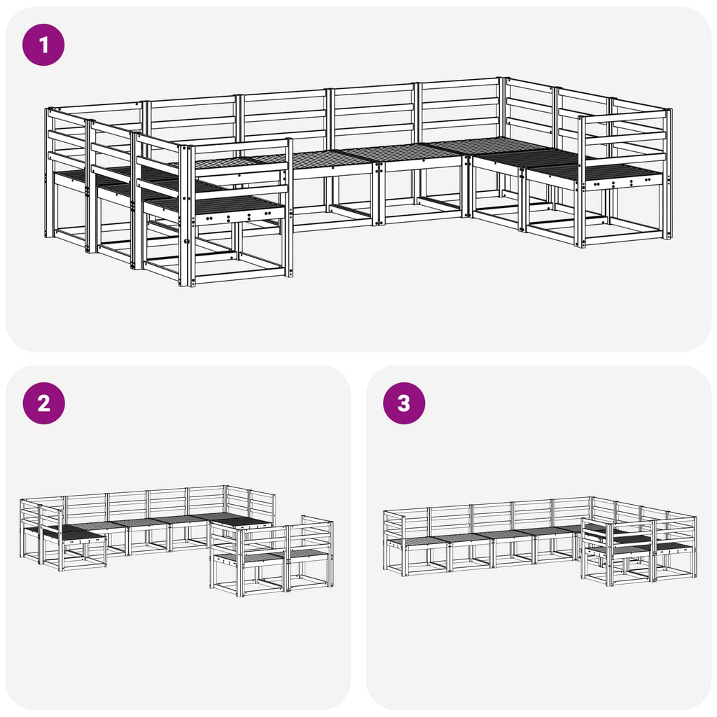 vidaXL Zestaw sof na zewnątrz 9 pcs Biały Lite Drewno Akacji
