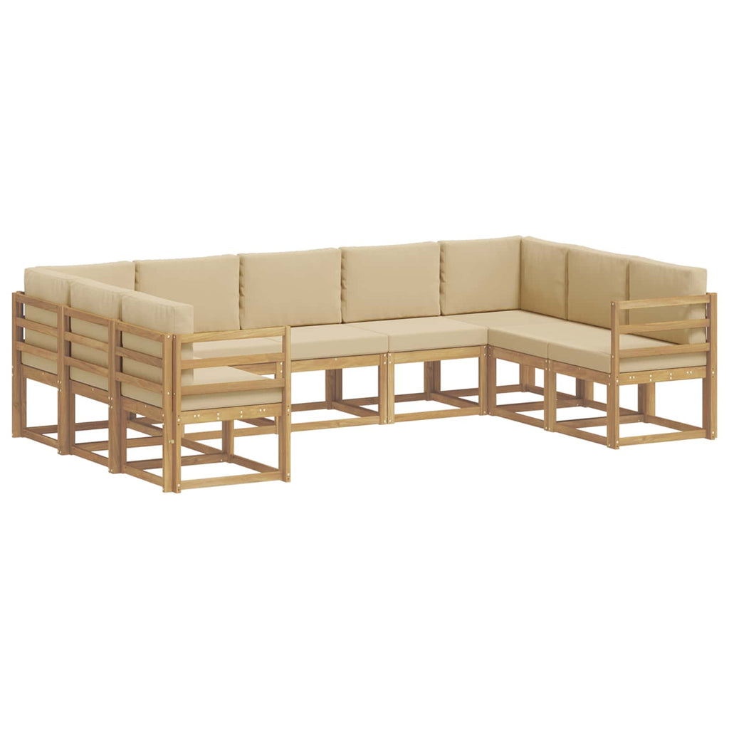 vidaXL Zestaw sof na zewnątrz z poduszką 9 pcs Biały i Beżowy