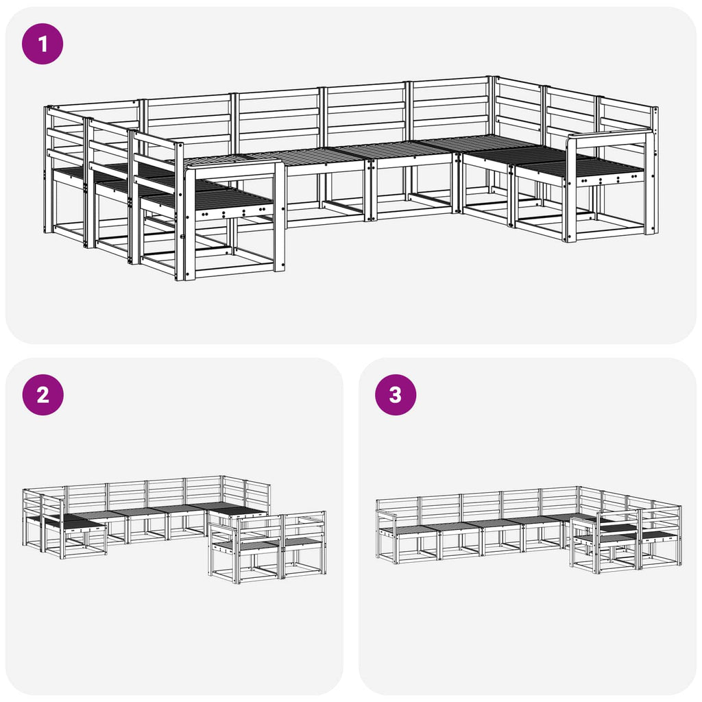 vidaXL Zestaw sof na zewnątrz 9 pcs Biały Lite Drewno Akacji
