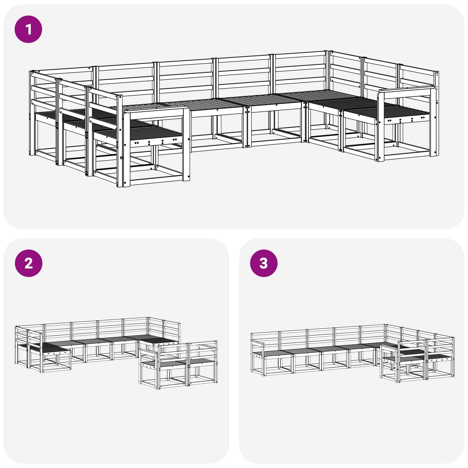 vidaXL Zestaw sof na zewnątrz 9 pcs Biały Lite Drewno Akacji