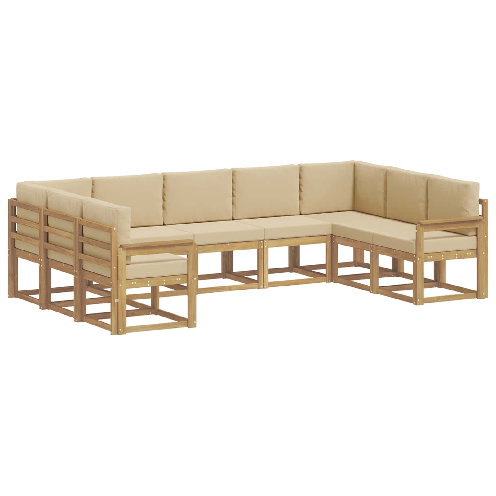 vidaXL Zestaw sof na zewnątrz z poduszką 9 pcs Biały i Beżowy