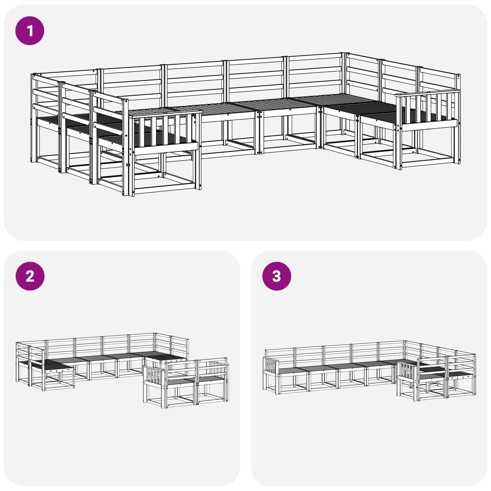 vidaXL Zestaw sof na zewnątrz 9 pcs Biały Lite Drewno Akacji