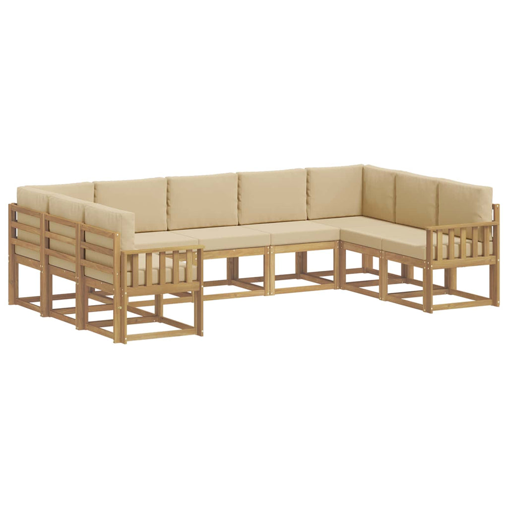 vidaXL Zestaw sof na zewnątrz z poduszką 9 pcs Biały i Beżowy