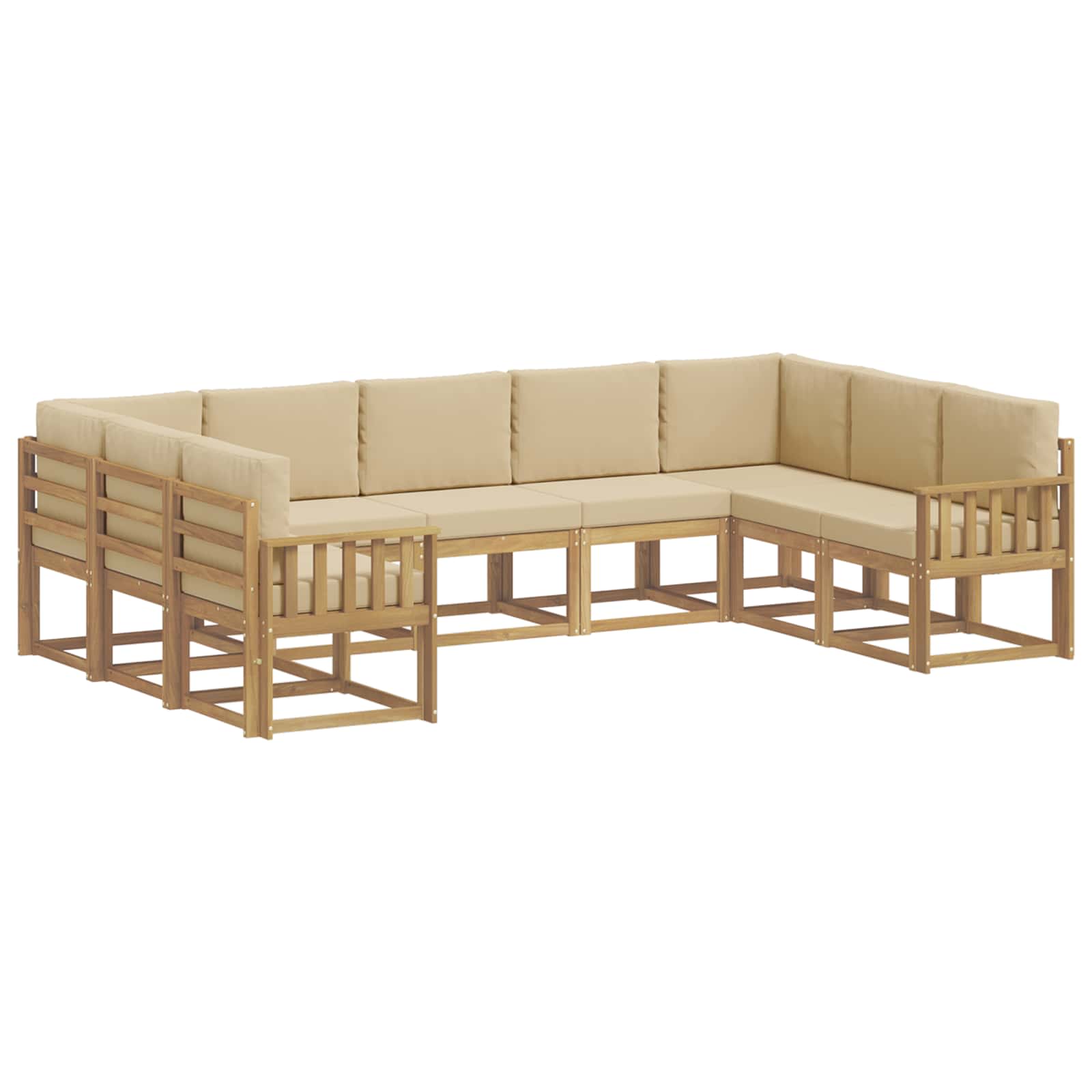 vidaXL Zestaw sof na zewnątrz z poduszką 9 pcs Biały i Beżowy