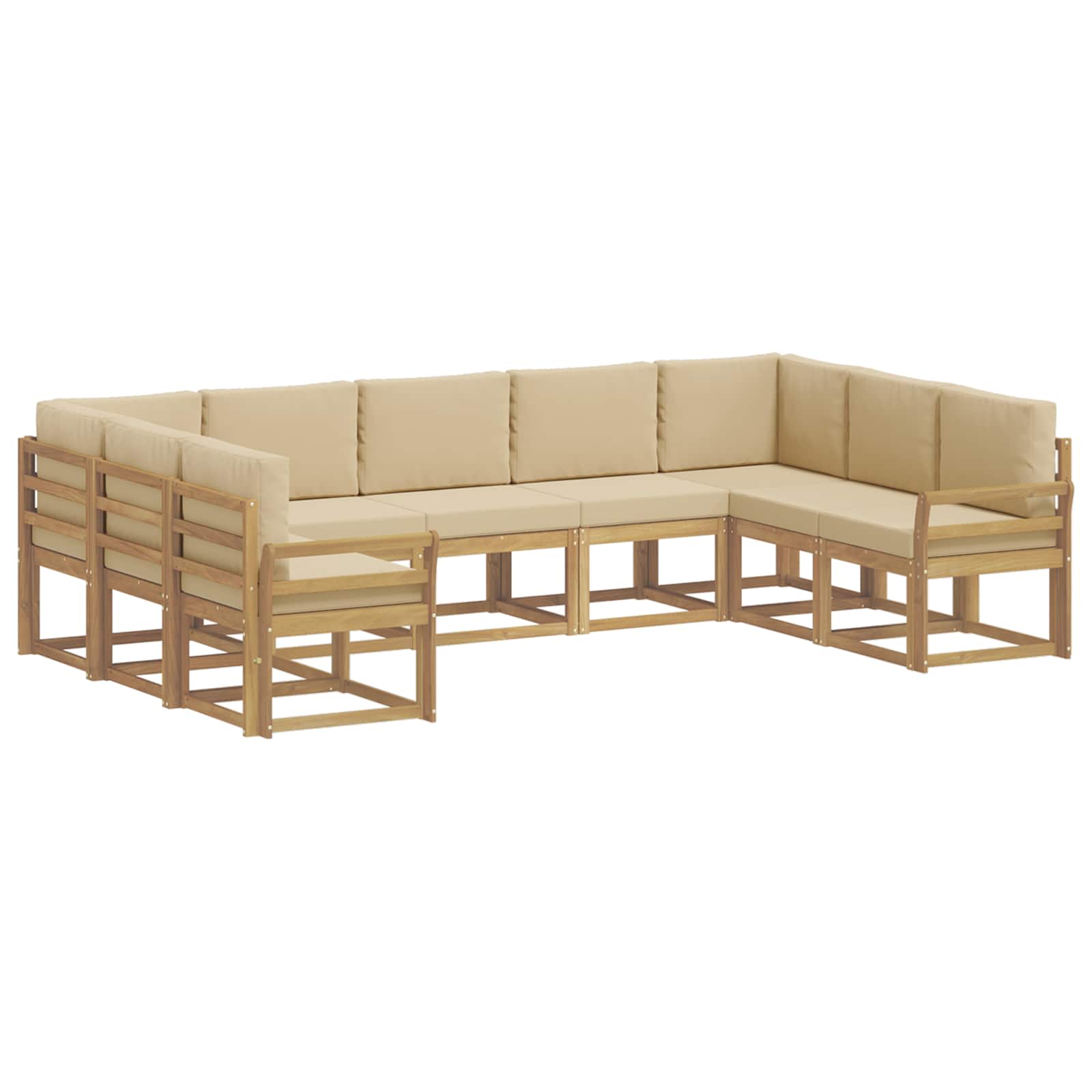 vidaXL Zestaw sof na zewnątrz z poduszką 9 pcs Biały i Beżowy
