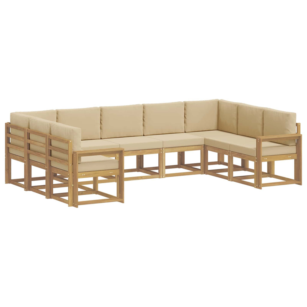 vidaXL Zestaw sof na zewnątrz z poduszką 9 pcs Biały i Beżowy