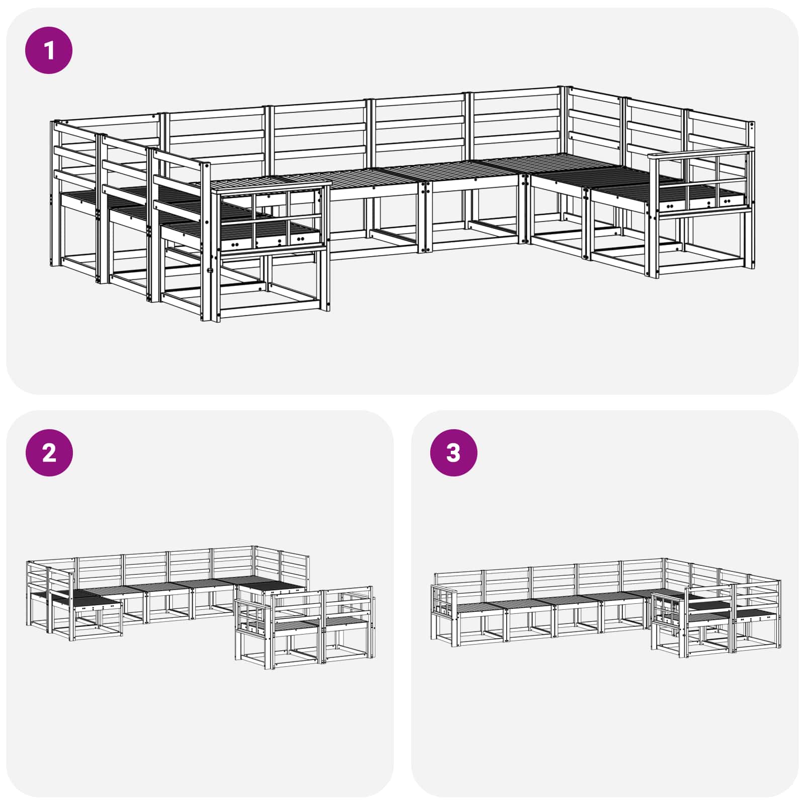 vidaXL Zestaw sof na zewnątrz 9 pcs Biały Lite Drewno Akacji