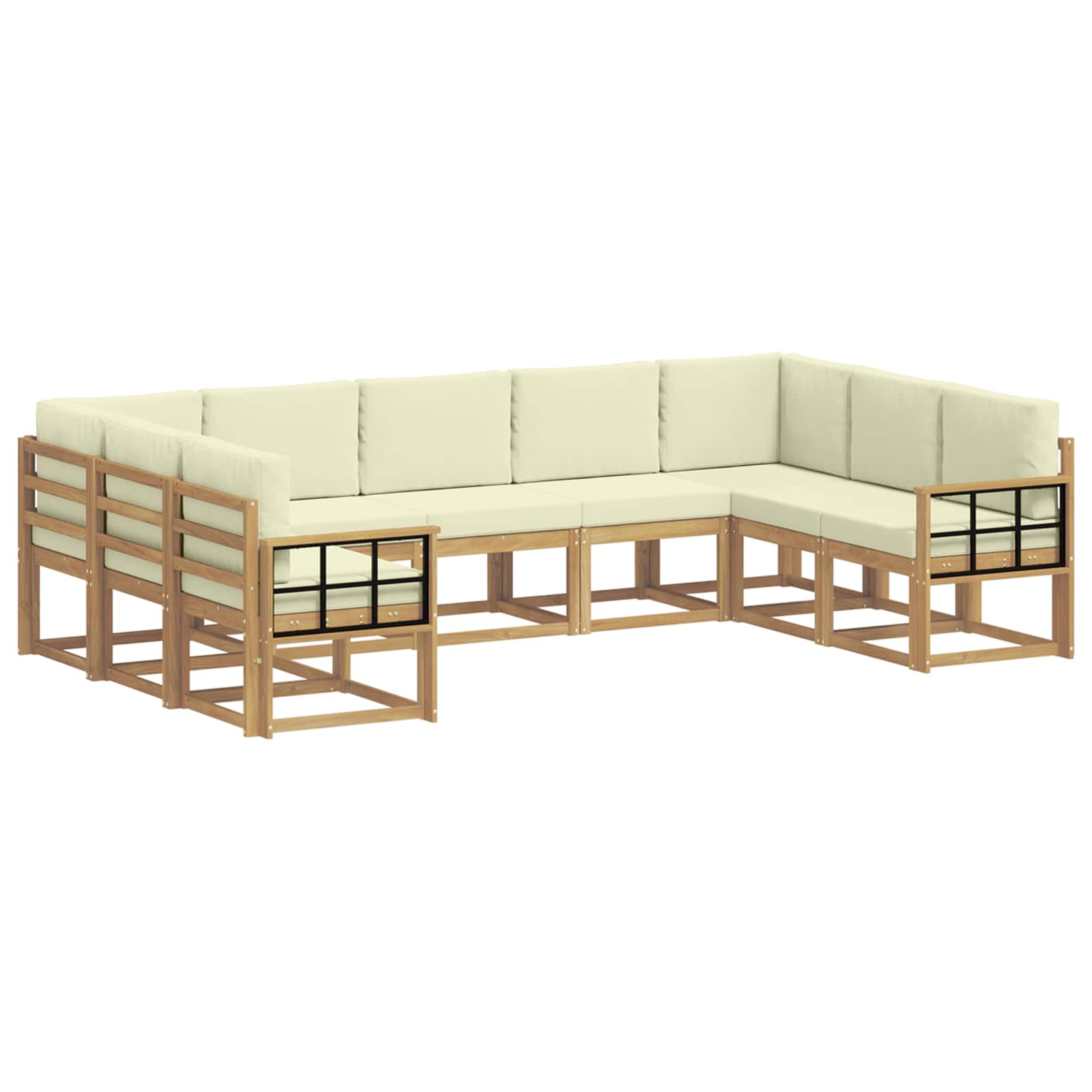 vidaXL Zestaw sof na zewnątrz z poduszką 9 pcs Biały i kremowy
