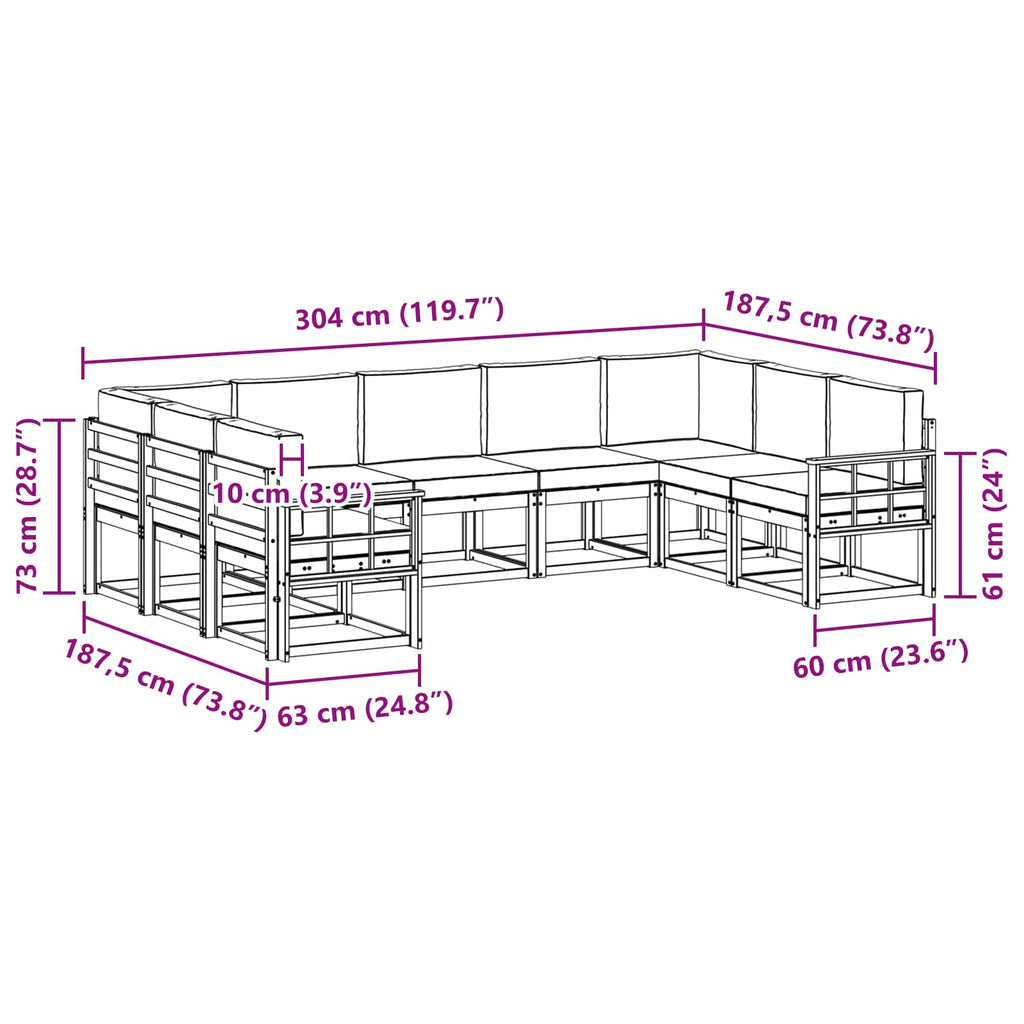 vidaXL Zestaw sof na zewnątrz z poduszką 9 pcs Biały i antracyt