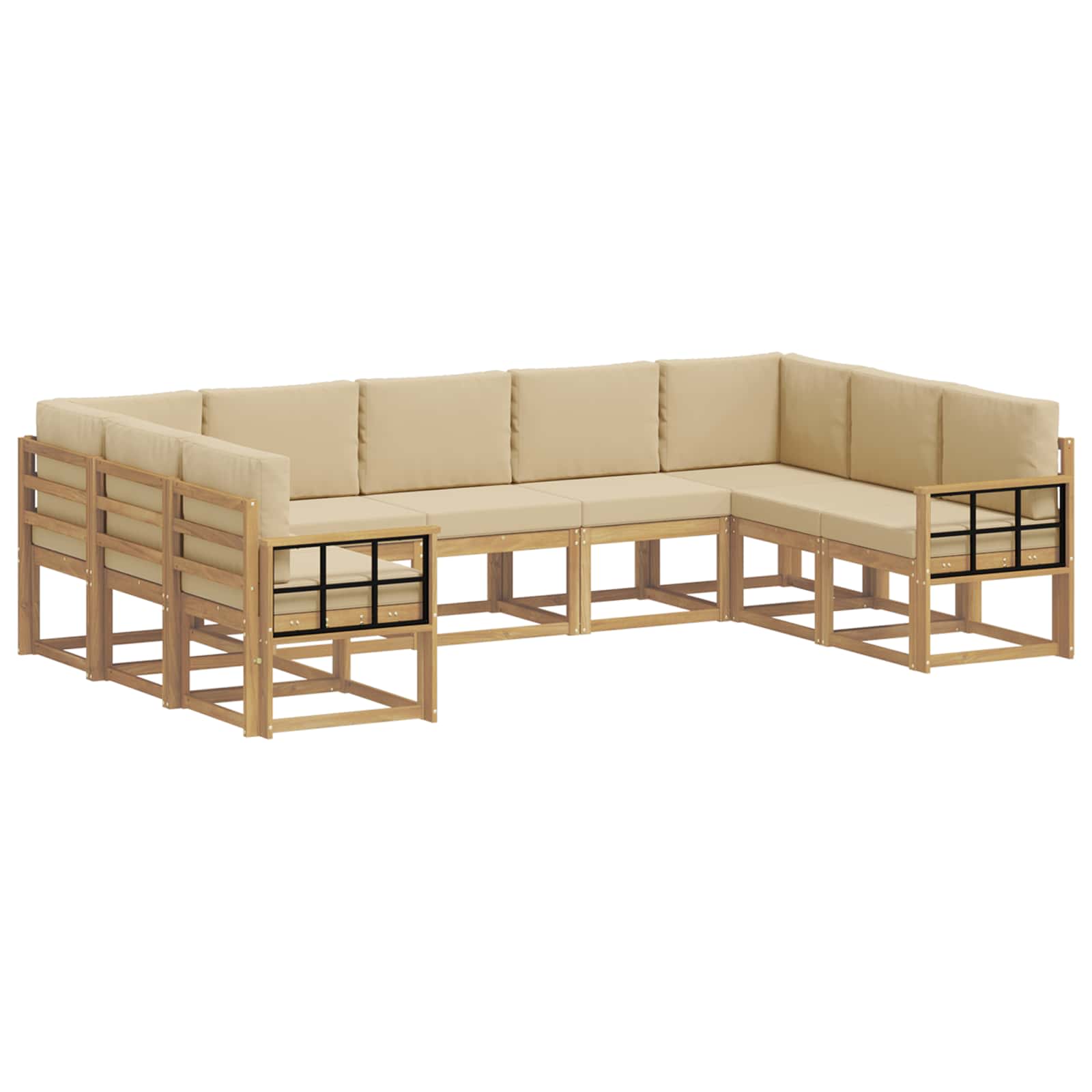 vidaXL Zestaw sof na zewnątrz z poduszką 9 pcs Biały i Beżowy