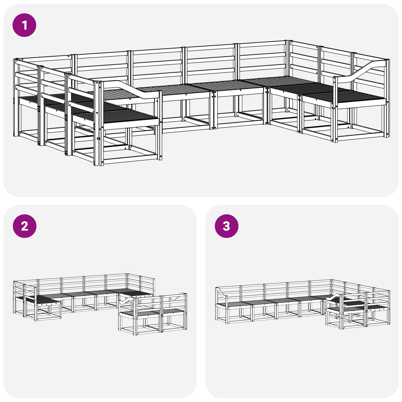 vidaXL Zestaw sof na zewnątrz 9 pcs Biały Lite Drewno Akacji
