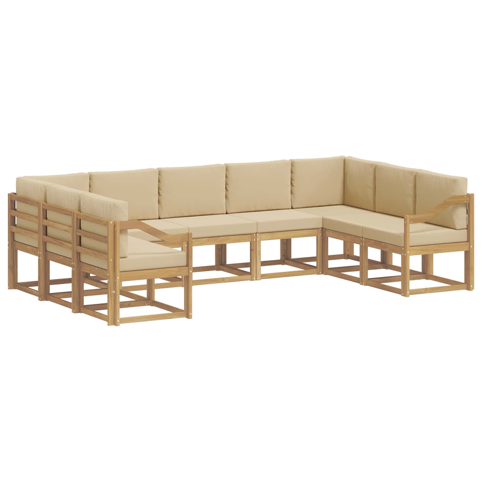 vidaXL Zestaw sof na zewnątrz z poduszką 9 pcs Biały i Beżowy
