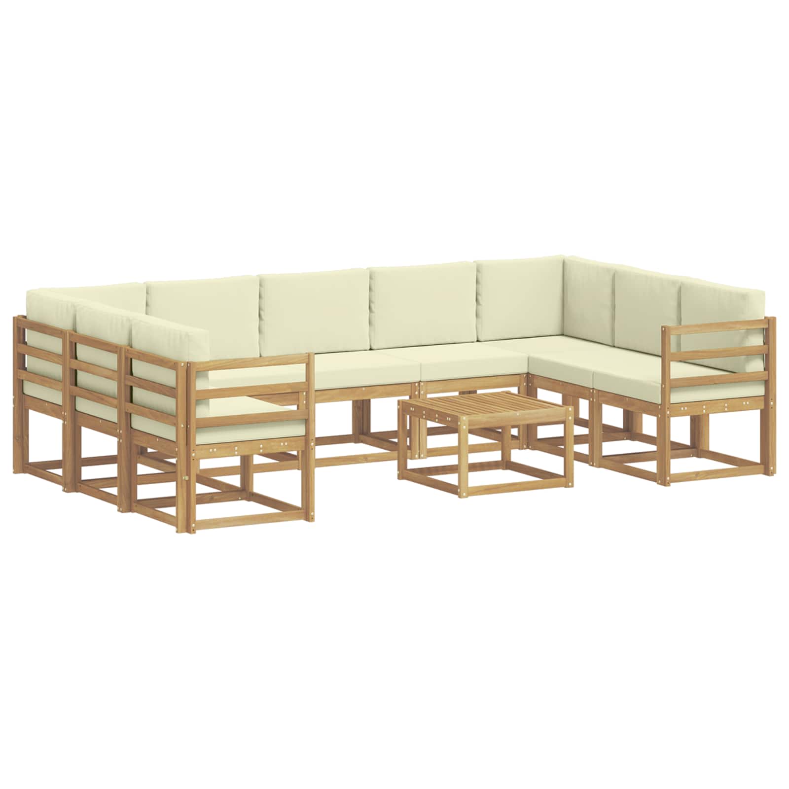 vidaXL Zestaw sof na zewnątrz 10 pcs Biały i kremowy 59 x 59 x 37 cm