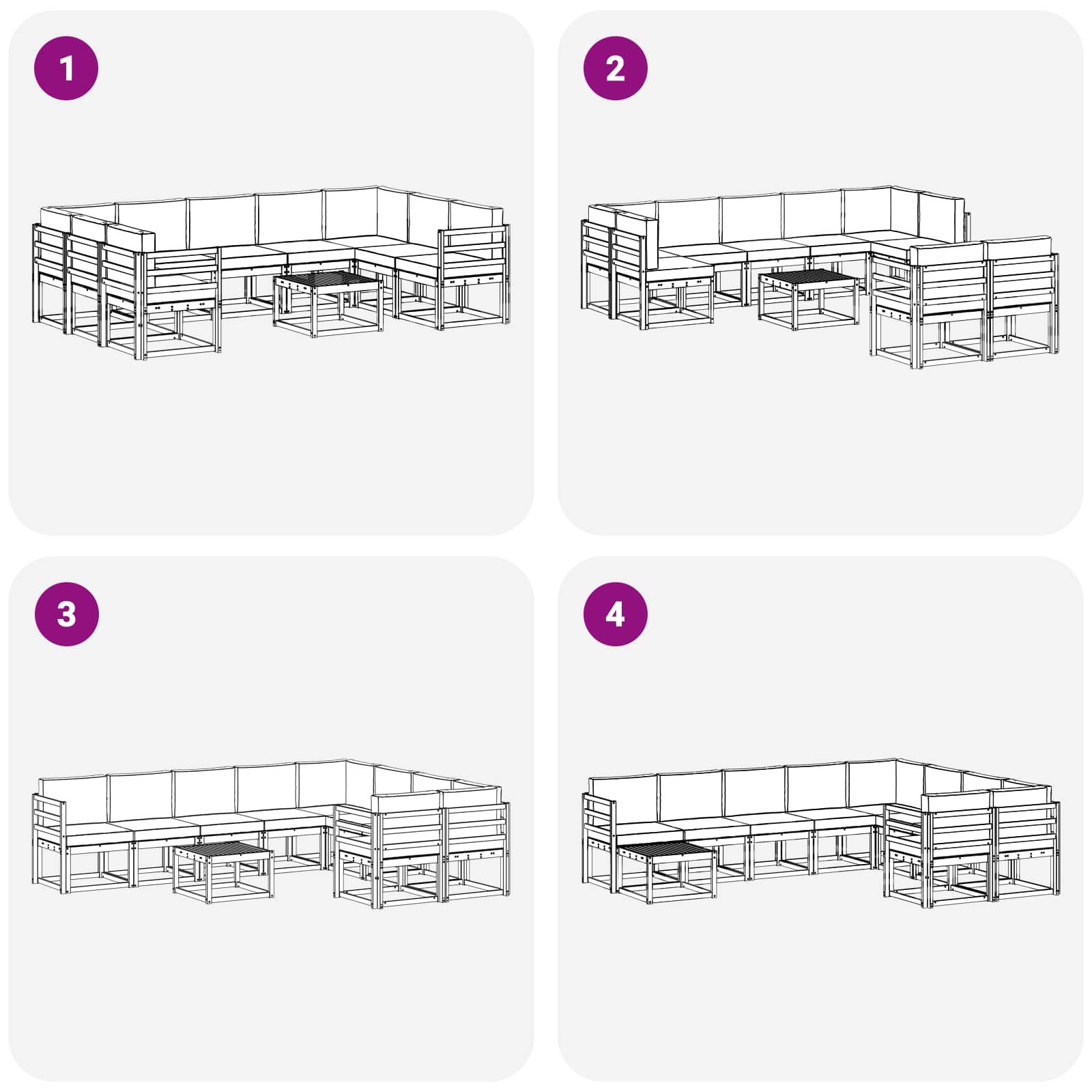 vidaXL Zestaw sof na zewnątrz 10 pcs Biały i kremowy 59 x 59 x 37 cm