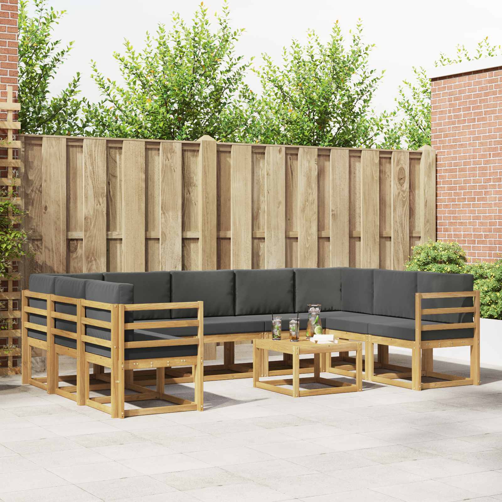 vidaXL Zestaw sof na zewnątrz 10 pcs Biały i antracyt 59 x 59 x 37 cm