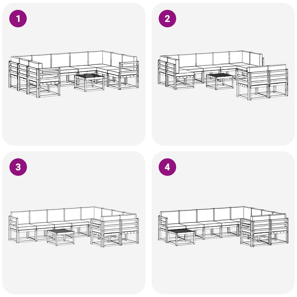 vidaXL Zestaw sof na zewnątrz 10 pcs Biały i antracyt 59 x 59 x 37 cm