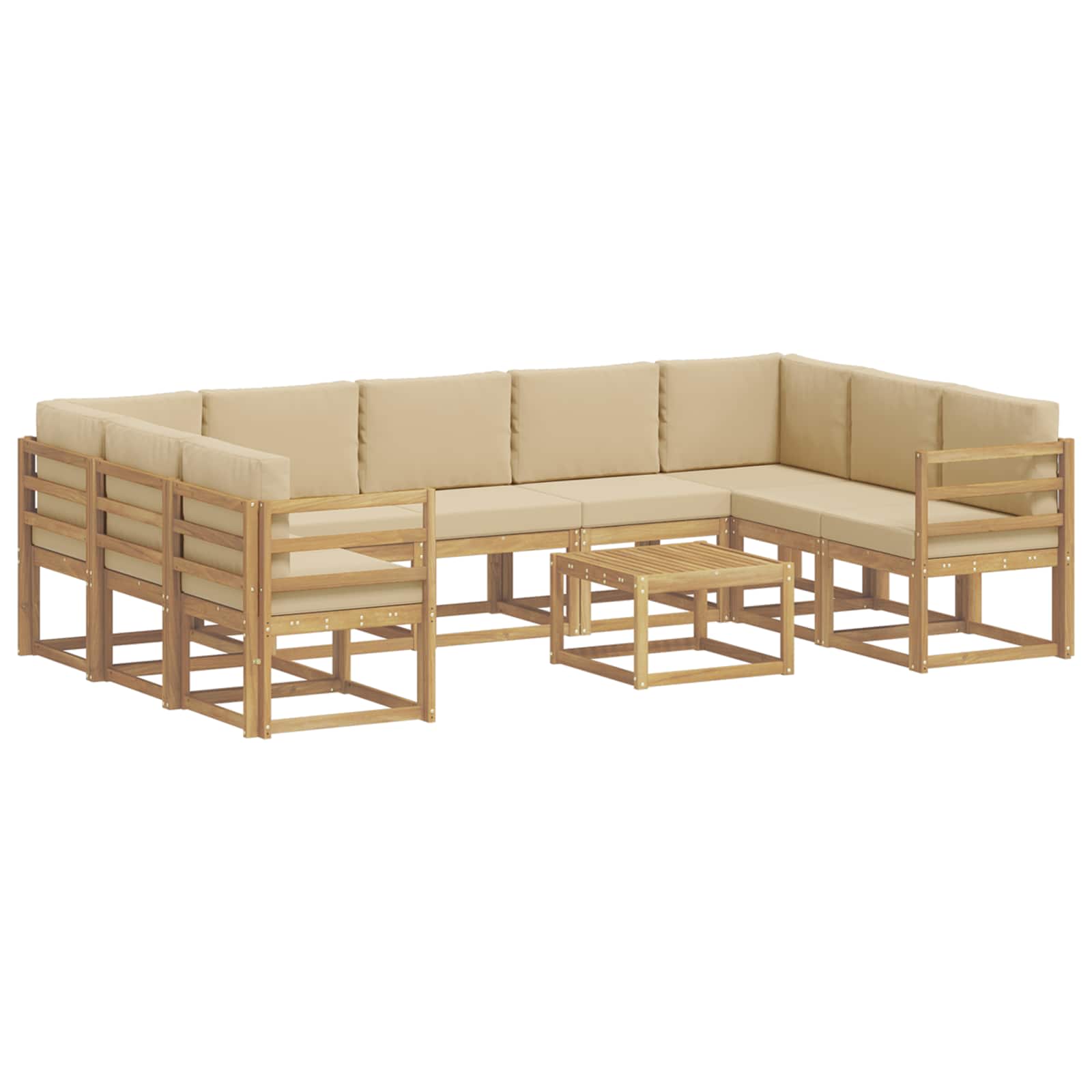 vidaXL Zestaw sof na zewnątrz 10 pcs Biały i Beżowy 59 x 59 x 37 cm